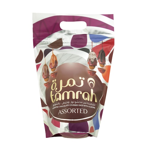 Tamrah Assorted Chocolate Covered Date with Almond Zipper Bag, 600g