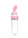 Silicone Squeeze Bottle Spoon Baby Feeding Bottle Toddler Food Feeder Dispensing Spoon Suction Cup Design Feeder-Pink