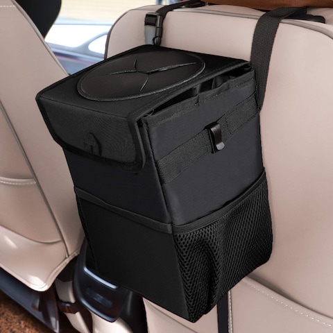 Car Trash Cans With Lid, Multipurpose Garbage Bag And 3 Storage Pockets, Portable Accessories/Toy/Car Organizer, 100% Waterproof Leak-Proof For Truck, Minivan &amp; Vehicle