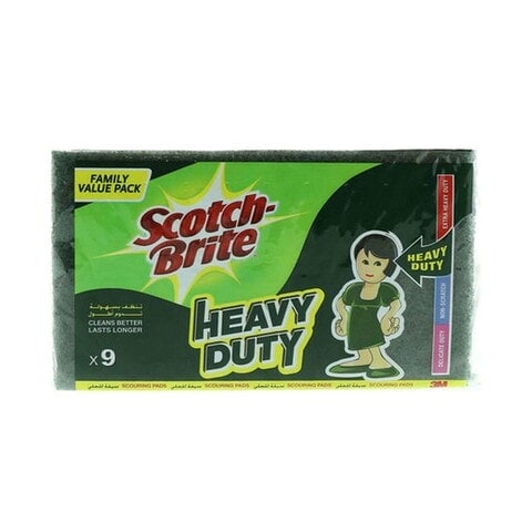 SCOTCH BRITE HEAVY DUTY SCOURING PAD 9 PC