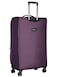 Eminent Unisex Soft Travel Bag Medium Luggage Trolley Polyester Lightweight Expandable 4 Double Spinner Wheeled Suitcase with 3 Digit TSA lock E788 Purple