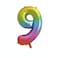34" Giant  RAINBOW Number 9 FOIL Balloon