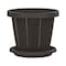 Cosmoplast Cedargrain Flower Pot With Tray Dark Brown 8inch