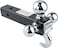 Toptow 64180 Trailer Receiver Hitch Triple Ball Mount With Hook, Chrome Balls, Fits For 2 Inch Receiver, Hollow Shank