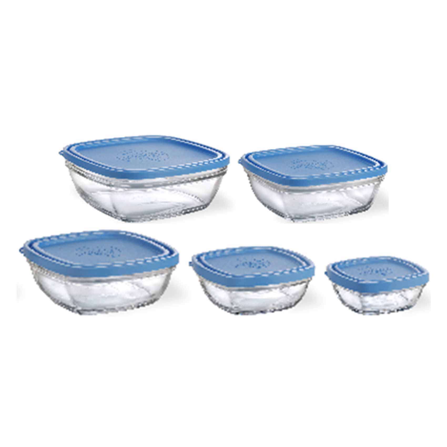Duralex Square Bowls With Blue 5 Pieces