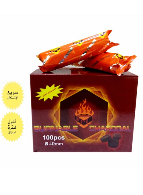 ALSAQER-100 Piece Quick Ignite Bakhoor Charcoal-Charco lite Charcoal- Smart charcoal Tablets-40 MM