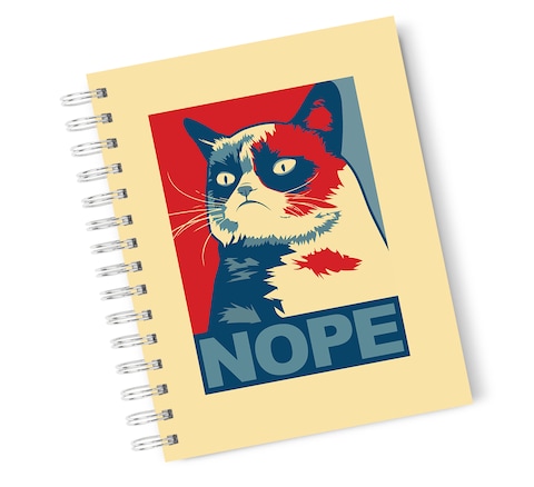 Loud Universe Hardcover Notebook Nope Cat Hope Poster Meme Cat Meme Case Spiral Notebook with Premium High Quality Paper A5 Size
