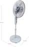 Nobel 16 Inch, 90 Degree Oscillation Stand Fan With 3 Speed 5 Blades And Timer, Multi Speed Function &amp; Dual Frequency, 5 Highlight Efficient Blade With Air Vortex Technology NF145 Gray