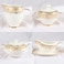 Xiangyu Dinner Set Porcelain Gold, 115Pcs Set, 10'5 Flat Plate, (12), 8' Soup Plate, (12) 8' Flat Plate, (12), 7'5 Flat Plate, (12) 6' Salad Bowl, (12), 'Tea Pot (1Set), (2) Tea Cup, Saucer (12Set)