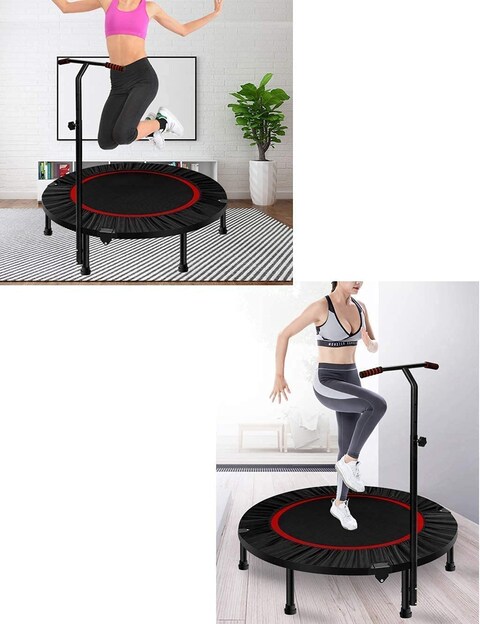 Max Strength Fitness Trampoline 45 Inch &ndash; Quiet And Joint-Gentle Trampoline With Height Adjustable Handle &ndash; (Random Color)