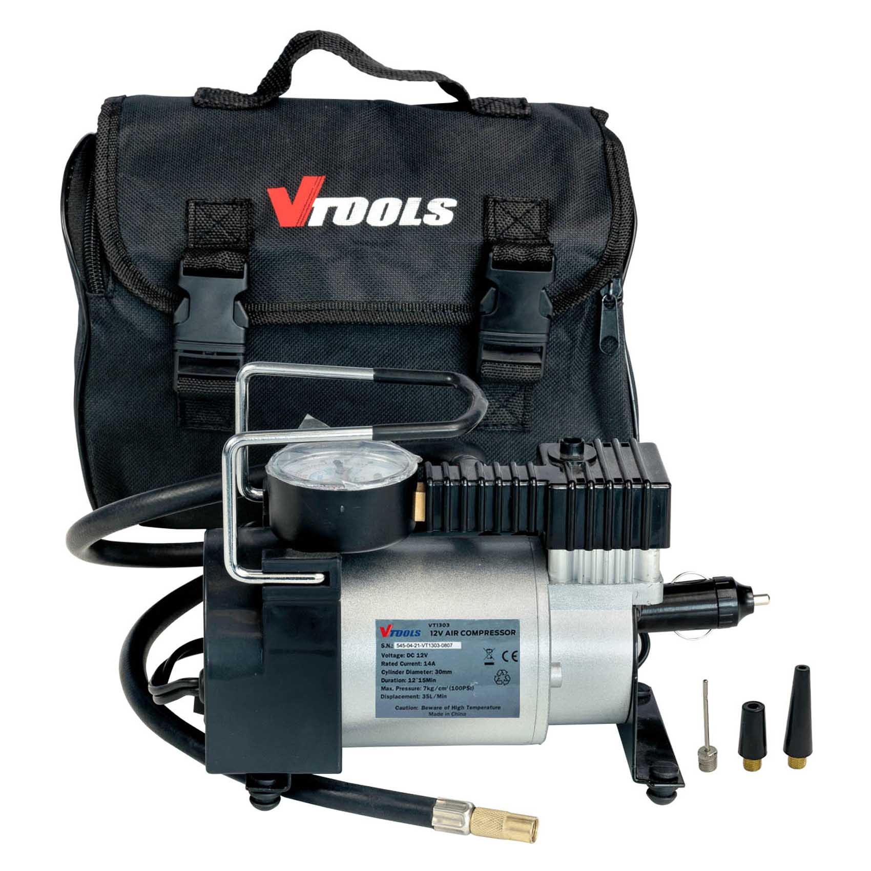 Buy Vtools Car Air Compressor 100PSI Multicolour Online | Carrefour UAE