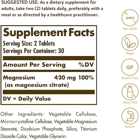 Solgar Magnesium Citrate, 120 Tablets