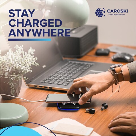 محول سفر Caroski Universal مع شاحن لاسلكي (3.4A) ومحول الشحن السريع Type-C