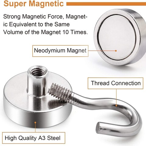 Strong Magnet Hooks (Pack of 10), 25Lbs