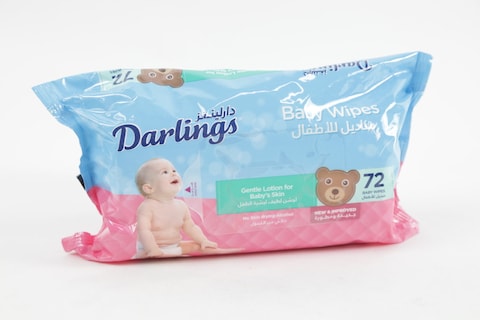 DARLINGS BABY WIPES GENTLE LOTION FOR BABY SKIN 72 BABY WIPES