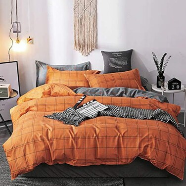 GOLDEN HOME  6-Piece Single Size Duvet Cover Set, 1 Duvet Cover + 1 Fitted Sheet + 4 Pillow Cases, Microfibre, Muesli