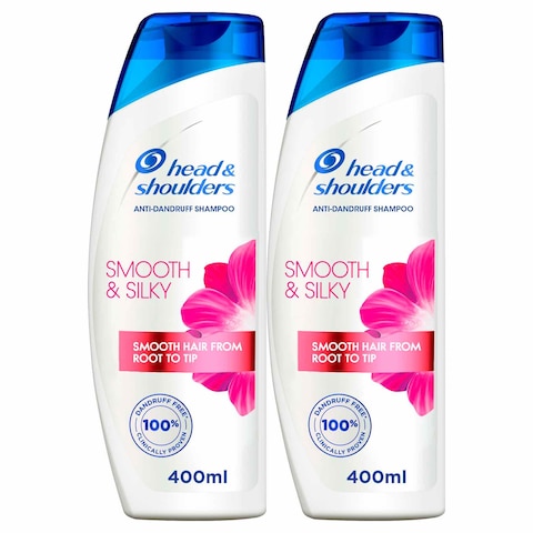 Head &amp; Shoulders Smooth &amp; Silky Anti-Dandruff Shampoo for Dry And Frizzy Hair 400ml Pack of 2