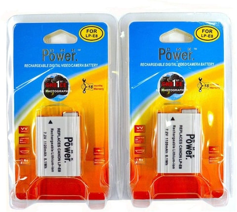 DMK Power 2 Pcs Lpe-8 Batteries For Canon Eos 550d 600d X4 X5 T2i T3i Etc Cameras