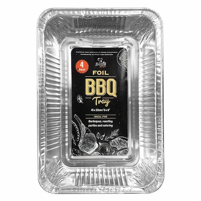 Uncle Bills Foil Barbeque Tray 4 Pieces (15x22cm) Silver