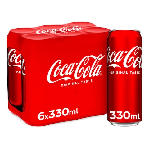 Coca-Cola Original Taste Carbonated Soft Drink Can 330ml Pack of 6