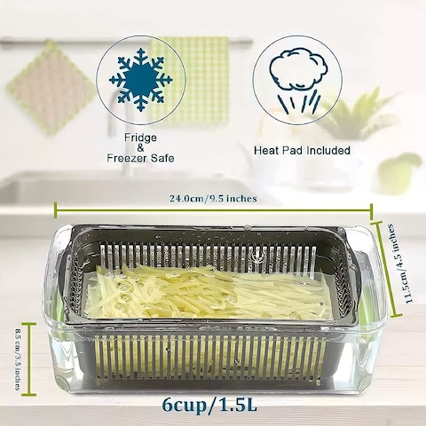 Generic Vegetable Chopper Cutter Slicer Mincer Grater Dicer Pro All In One Multi Gadget Kitchen, 14 In 1 With 8 Different Blades Sizes Portable Container &amp; Holder, Cleaning Fork, Gray