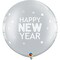 Qualatex New Year Round Sparkle and Dots Latex Balloons 2 Pieces- 30-Inch Size- Silver
