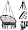 Generic E Everking Hammock Chair Macrame Swing, Max 330 Lbs, Hanging Cotton Rope Hammock Swing Chair With Hanging Hardware Kits For Indoor And Outdoor Use (1-Black+Kits)