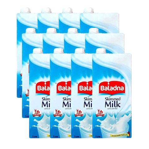 Baladna Milk Skimmed 1 Liter 12 Pieces