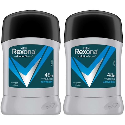 Rexona Men Antiperspirant Deodorant Stick Active Dry 40g Pack of 2