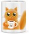 Giftex 11Oz White Mug, With Cartoon Cat Pic Printed