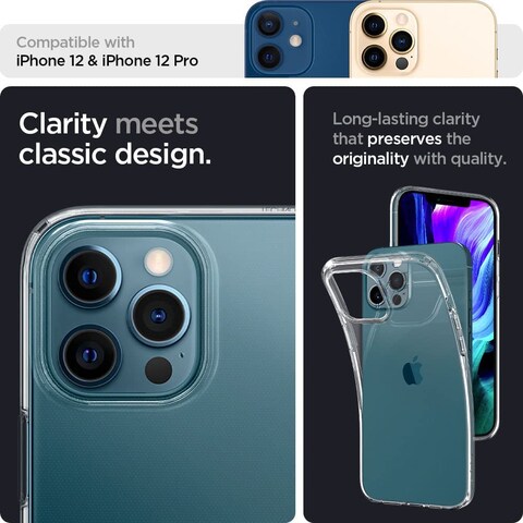 Spigen Crystal Flex designed for iPhone 12 case and iPhone 12 PRO case cover (6.1 inch) - Crystal Clear