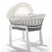 Teknum Infant Wicker Moses Basket with White Waffle Beddings &amp; White Rocker Stand - Wooden Grey