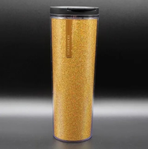 STARBUCKS TUMBLER BECHER Badge Glitter Gold - 16 fl.oz / 473ml