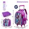 Eazy Kids - 18" Set of 5 Trolley School Bag with Glitter Bento Box, Glitter 550ml Water Bottle, Lunch Bag &amp; Pencil Case - Mermaid Purple