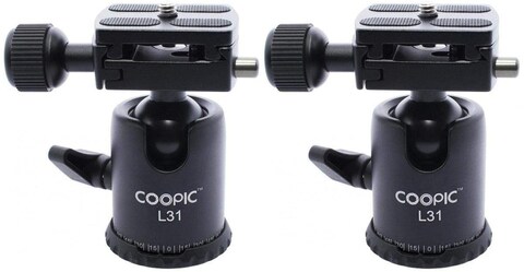 Coopic 2 Pcs L31 Camera Video Tripod Ball Head 360 Degree Rotating Panoramic Ballhead With 1/4 Inch Quick Shoe Plate And Bubble Level For DSLR Camera, Load Up To 11 Pounds/5 Kg