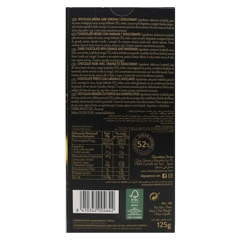 Torras Gluten Free Orange Dark Chocolate 125g