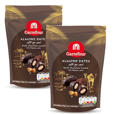 Carrefour Almond Dark Chocolate Dates, 250g Pack of 2
