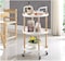 3 Tier Trolley Rolling Cart Solid Wood Frame Round Lockable Wheels Guard Rails Organizer,White