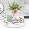 1CHASE&reg; Round White Marble Tray With Gold Handle - Vanity Trinket Tray, Serving Tray, Coffee Table Tray, Bathroom Tray, Decorative Tray