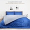 Hotel Linen Klub Reversible Down Alternative Comforter Set, Ultra Soft Brushed Stripe Microfiber Fabric, 200GSM Soft Fibersheet Filling, Size: Double 220 x 240cm, Royal Blue &amp; Light Grey