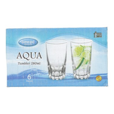 Omroc Glass Ware Aqua Tumbler 280ml 6 Pcs