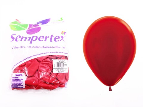 Sempertex (50pcs) 12&quot; Round Balloons, 20000862 12-Inch Latex Balloons, Metallic Red