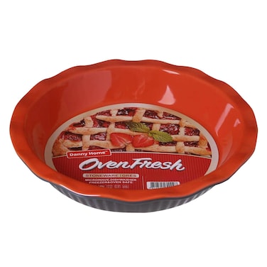 Danny Home 0801-4 Circular Ceramic Baking Tave 10 Inch Red/Grey