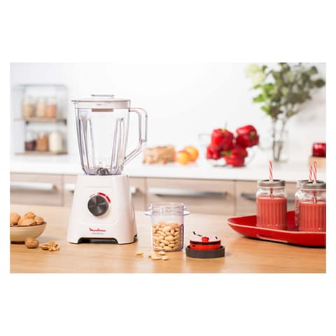 Moulinex Blender with Grinder and Grater - 800 Watt - 2 Liters - White - LM4231EG