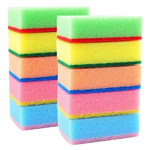 Oks Sponge Scourer Cleaning Multicolor Pad 40g x 10 Pieces
