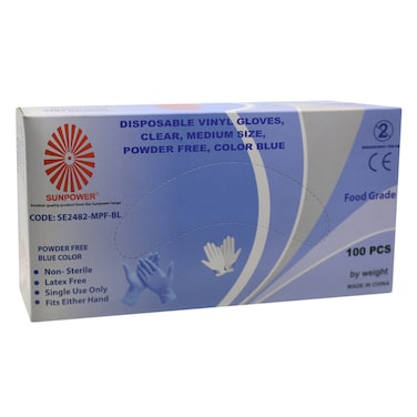 Disposable Vinyl Gloves Med Blue