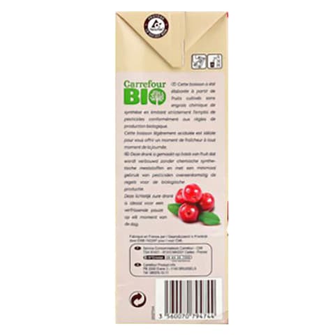 Carrefour Bio Organic Cranberry Juice 1L