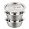 Generic-Multifunctional Thicken Stainless Steel Basin 3 in 1 Stainless Steel Grater Solid Basin Drain Basket Washing Bowl Set