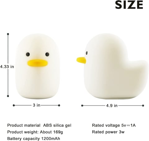 Aokpsrt Silicone Duck Night Light For Kids Rechargeable Nursery Bedside Lamp With Touch Sensor &amp; Timer Setting Breastfeeding