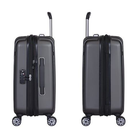 Eminent Hard Case Travel Bag Makrolon Polycarbonate Trolley Luggage Set Lightweight Expandable Zipper Suitcase 4 Quiet Wheels With TSA Lock KG82 Black